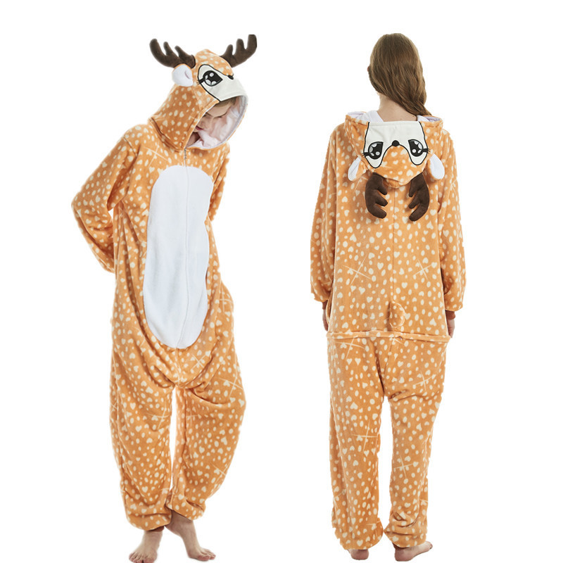 冬のフランネル大人の動物漫画ワンピースパジャマ小さな蜂かわいいカップルスタイル厚みのあるホーム服トイレ|undefined
