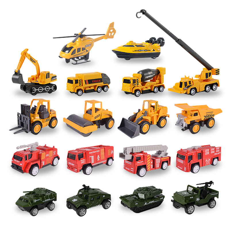 Simulación aleación Tire hacia atrás modelo de coche lucha contra incendios ingeniería militar modelo de coche traje decoración de juguete para niños al por mayor transmisión en vivo