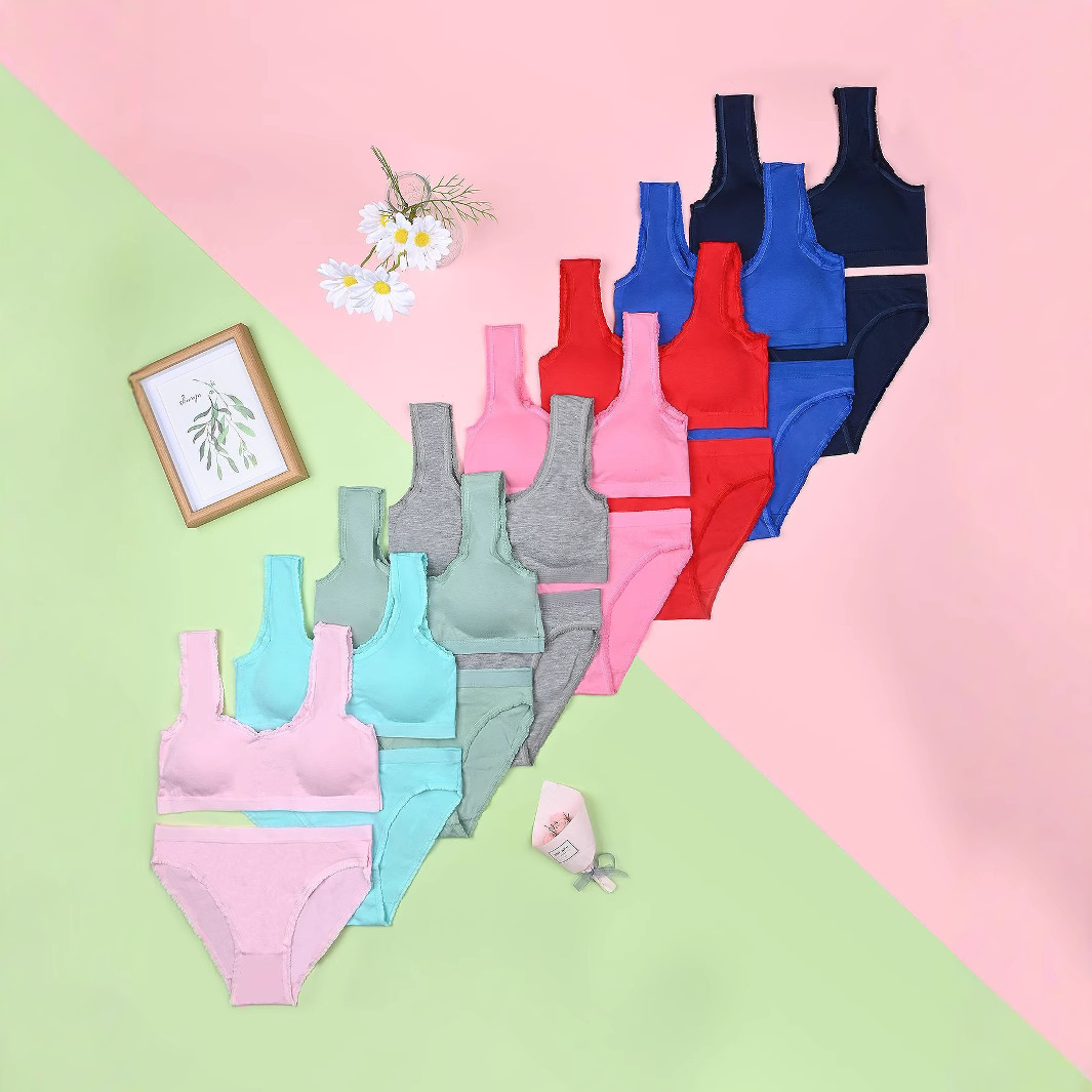 Ropa interior de algodón puro para niñas 12-16 años, estudiantes de primaria y secundaria, ropa interior de desarrollo para niñas, ropa interior de sujetador delgada sin anillo de acero