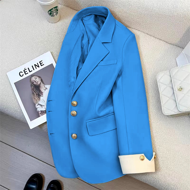 2024 Spring New High-end Design Sense Blue Suit Jacket Women's Korean Style Western Style Casual Small Suit for Women