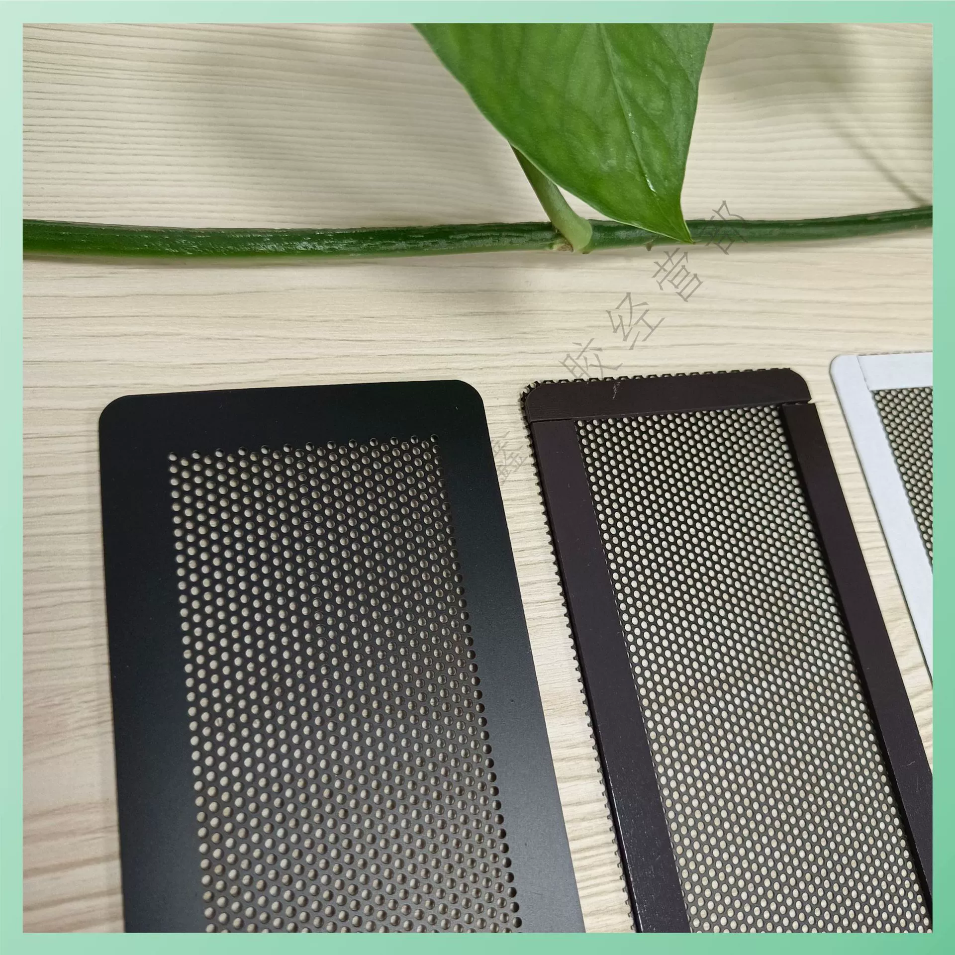 Black and white PVC filter with round hole PC rectangular cut with magnets on four sides PC dustproof mesh with double-sided tape filter