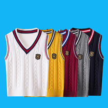 儿童马甲春秋款童装毛衣学院风校服上衣纯棉毛衣针织背心外套批发