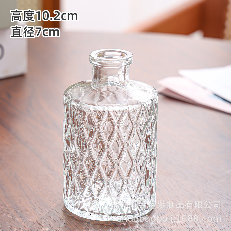 De estilo europeo retro pequeño florero botella de aromaterapia de vidrio mini jarrón transparente decoración de la sala de estar simple mesa de comedor decoración del hogar