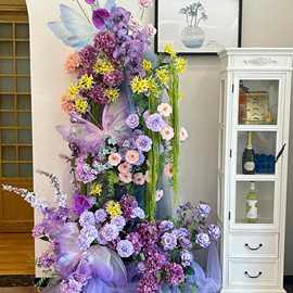 花园造景仿真花之窗瀑布婚礼布置拱门打卡网红门店橱窗厂家直销