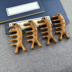 竜鳳檀経絡五歯マッサージ櫛頭養髪治療檀木櫛