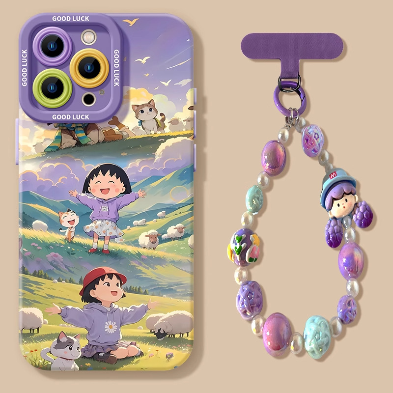Purple Small Ball Apple 17Promax Phone Case Iphone17 with Lanyard 17Pro Cute Air Silicone Case