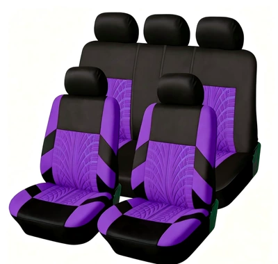 Four-Season Universal Car Seat Cover, Seat cushion, seat cover - purple-9-piece-set-five-seats