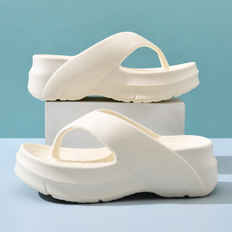 Women's Flip-Flops Summer Non-Stinky Foot Wear-Resistant Slippers EVA Home Non-Slip Wearing Heightened Shit-Treading Sandals