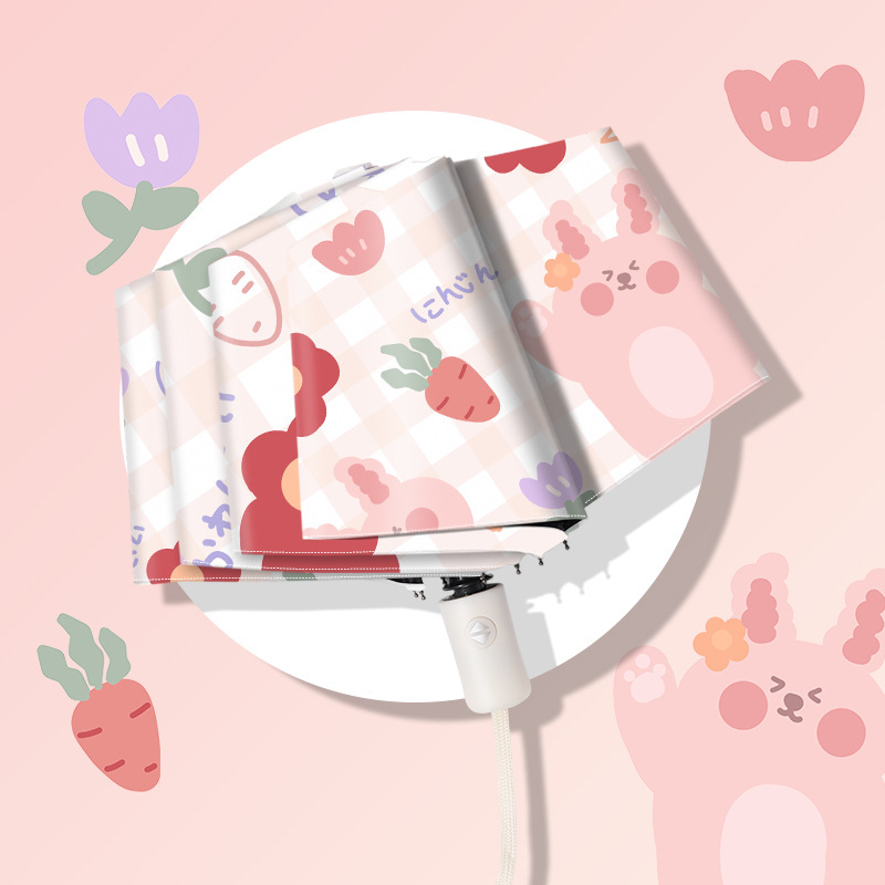 Paraguas de sol protección solar linda lluvia de dibujos animados paraguas de doble uso femenino paraguas plegable automático estudiante paraguas de sol dibujos animados Masculino