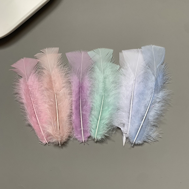 现货彩色火鸡毛平板羽毛DIY手工羽毛装饰工艺品服装辅料配件