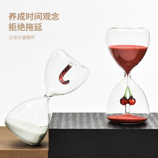 Creative 15 minutes red cherry hourglass timer Christmas candy glass hourglass home decoration ornaments wholesale