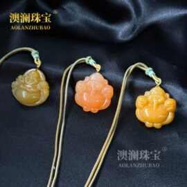 天然黄龙玉财神爷貔貅笑佛项链男女款时尚平安牌佛公观音国风吊坠