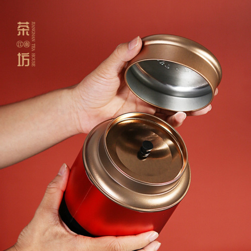 Tea Can Iron Box Small Green Orange Packaging Box Round Metal Household Large Small Sealed Manganese Steel Can Universal
