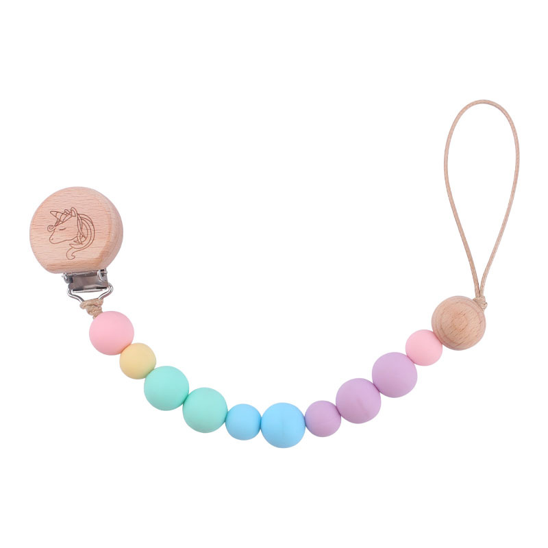 Bebé de dibujos animados animal clip de haya calmante bebé animal mordedor pulsera mordedura pegamento pezón anti-caída traje de cadena