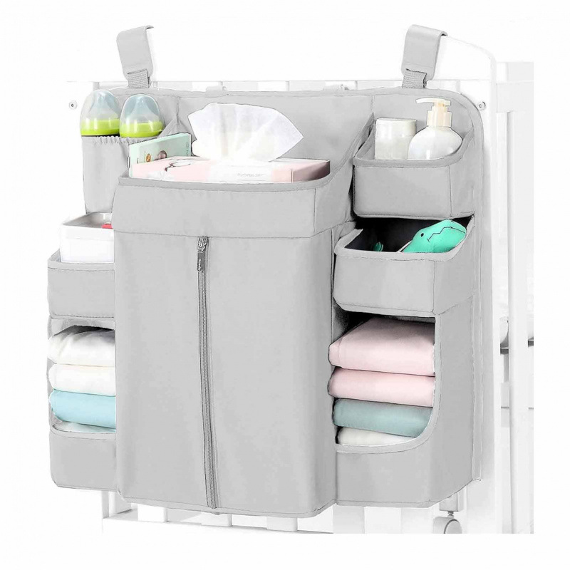 Rack de almacenamiento de pañales colgantes para cama de bebé