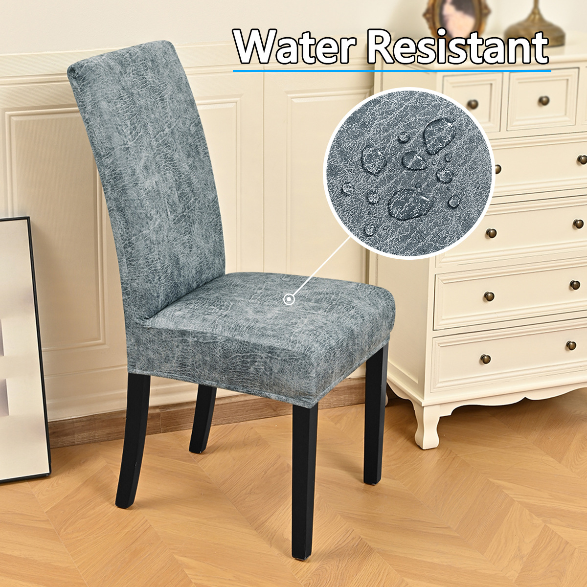 Amazon transfronterizo elástico esmerilado imitación PU cubierta de silla impermeable Retro sensación hotel cubierta de silla a prueba de polvo TEMU