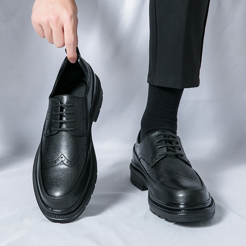 Transfronterizo grande aumento de suela gruesa BLOCK trajes británicos zapatos de cuero hombre casual de negocios zapatos de novia