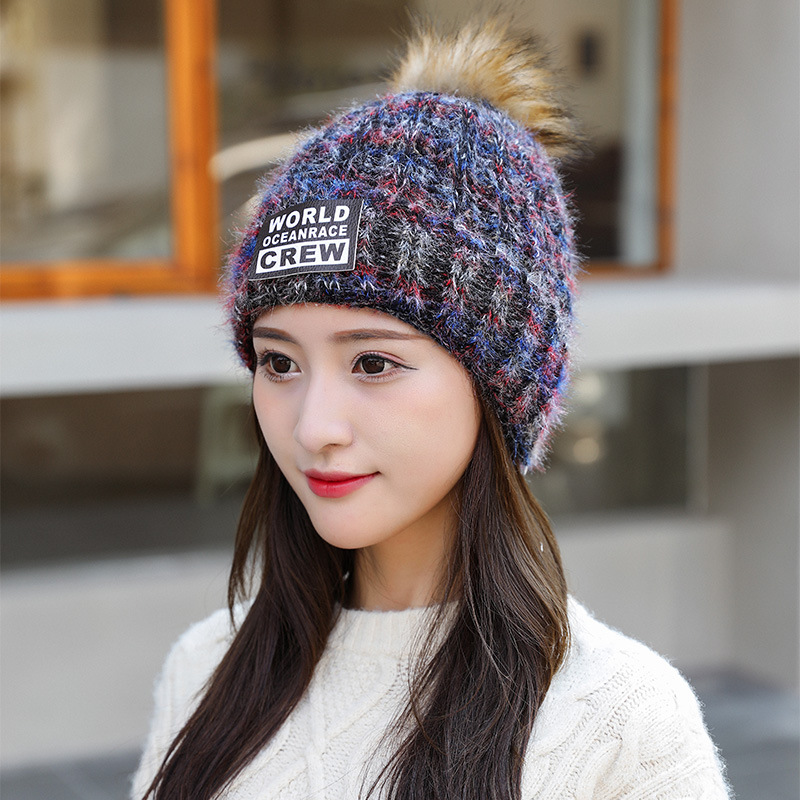 Wholesale winter hat new Korean version of the student warm knit hat ladies fashion plus velvet plus thick ear hat