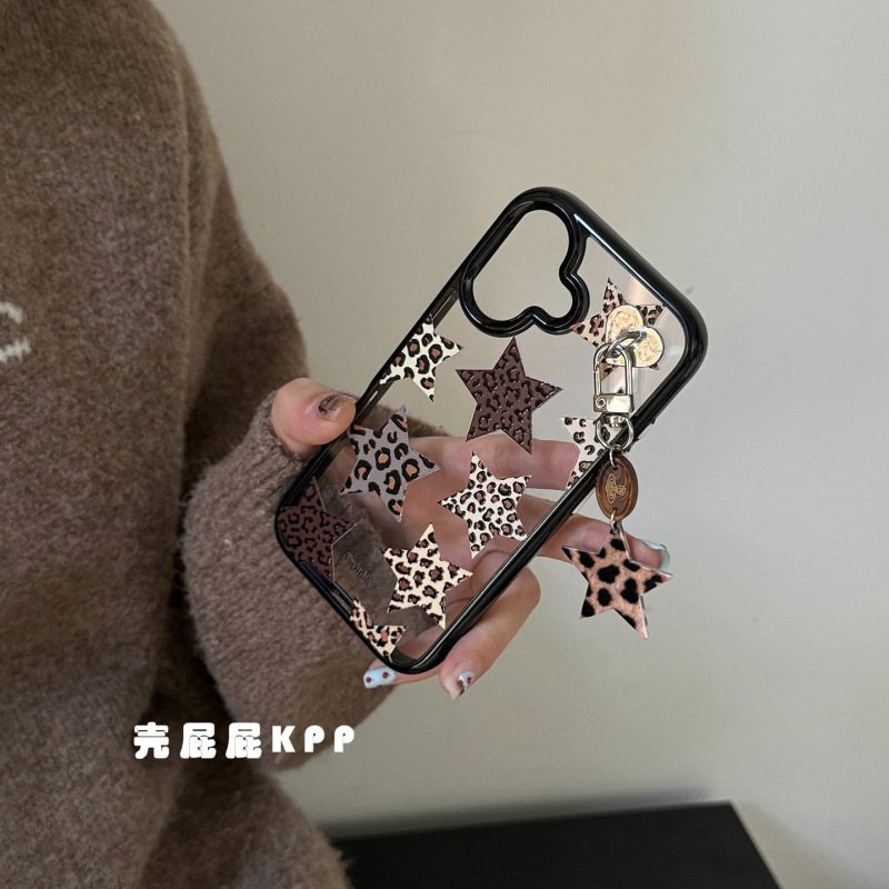 ins韩系豹纹星星挂件适用iPhone17Pro max苹果16手机壳15透明14女|undefined