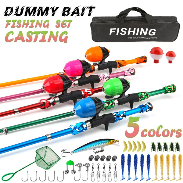 Cross-Border Lure Fishing Rod Complete Set, New Multi-Color Closed Reel, Camouflage, Amazon Hot-Selling Children's Parent-Child Rod