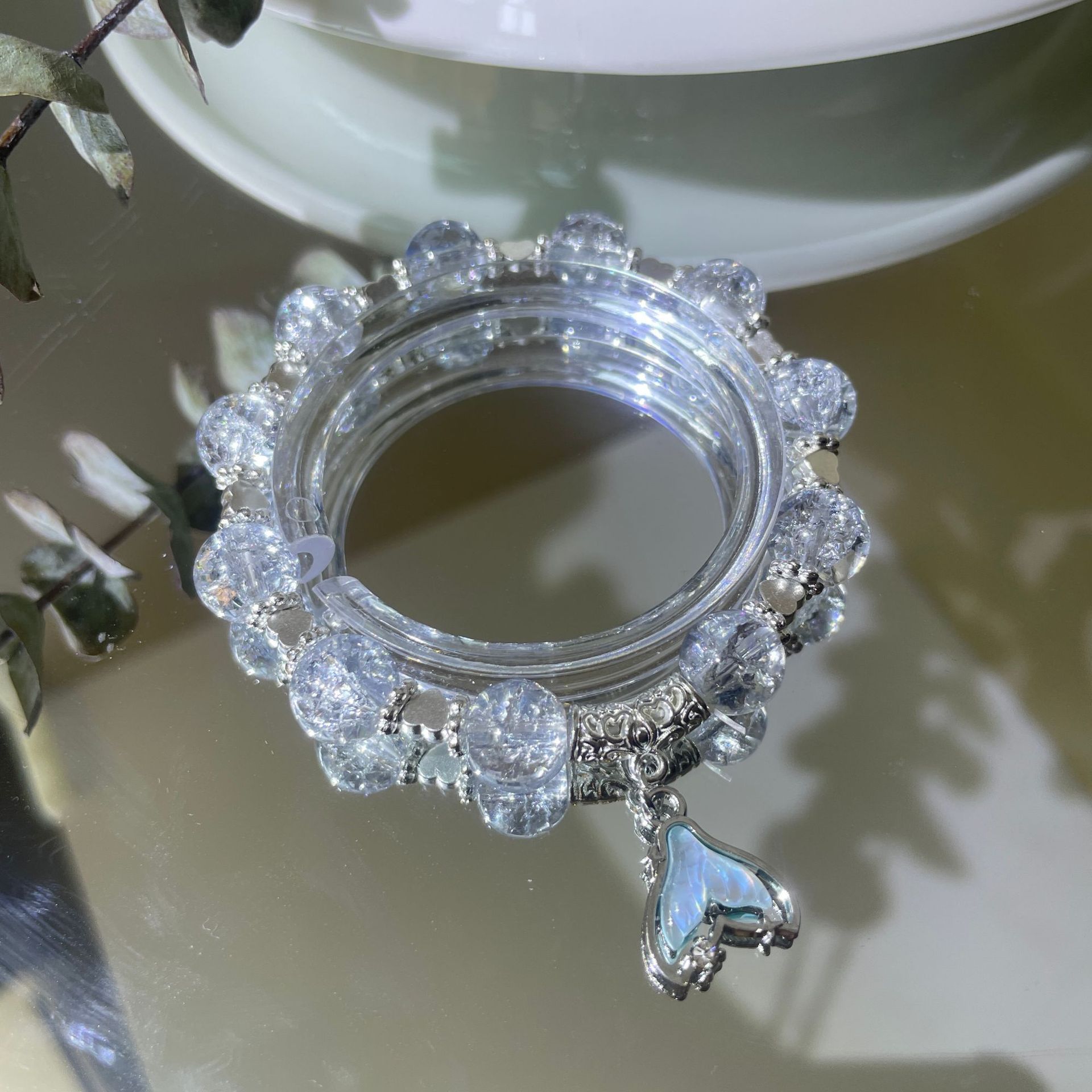 S106-Pulsera de corazón de sirena del mar de fantasía blanca pura#SZ830