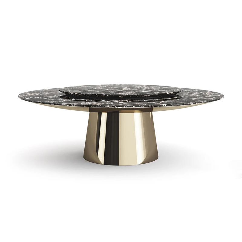 Italian High-End Marble Round Dining Table Light Luxury Modern Luxury High-End Mansion Large Dining Room Home Dining Table
