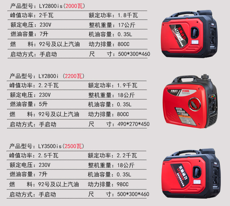 Longyu Mini Small Gasoline Generator 220V Low Noise Variable Frequency Outdoor RV Camping Portable All-Copper Motor