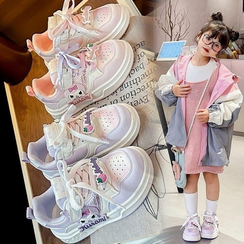 Children's sport shoes 2025 Spring soft sole casual Kuromi cartoon fashionable board shoes children waterproof versatile