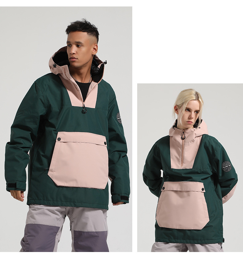 Νέα χειμερινή ένδυση σκι για άνδρες χαλαρό σνόουμπορντ αντιανεμικό αδιάβροχο ζεστό χρώμα αντίθεσης χιονιού γυναικεία υπαίθρια εξοπλισμός σκι_voghion.com