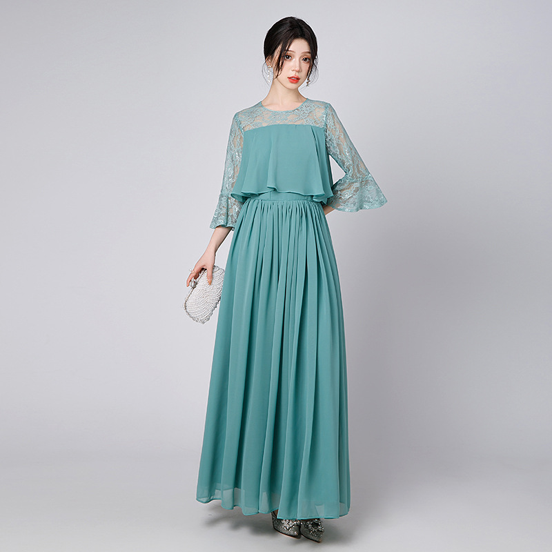 AliExpress vestido mujer 2025 nuevo temperamento de manga larga vestido de mujer elegante anfitrión vestido de noche transfronterizo