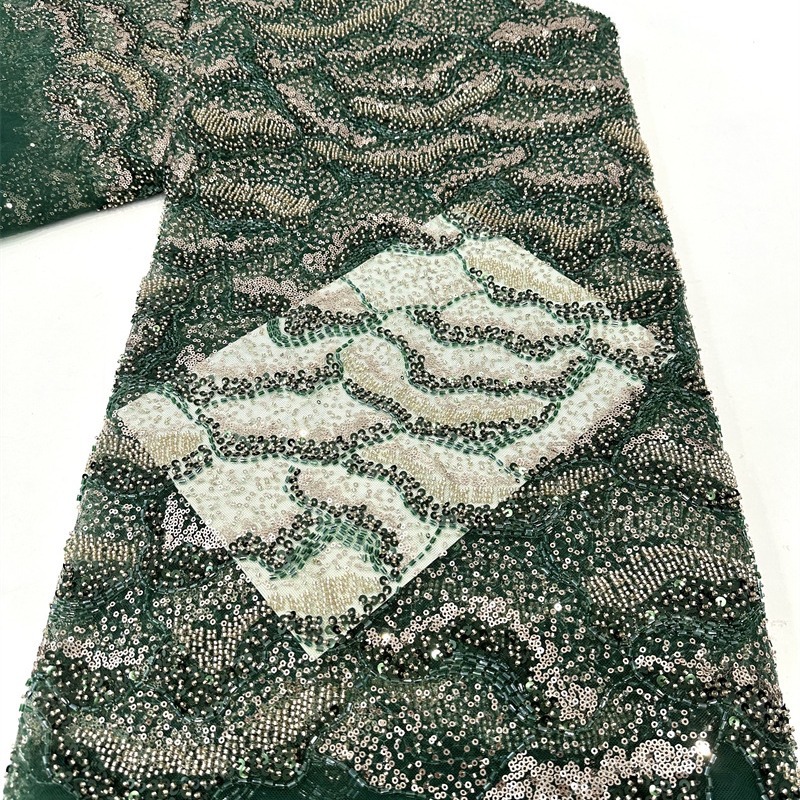 Fabricantes al por mayor transfronterizos Gao Ding vestido de noche fiesta tela de moda ondas bordado tela bordada