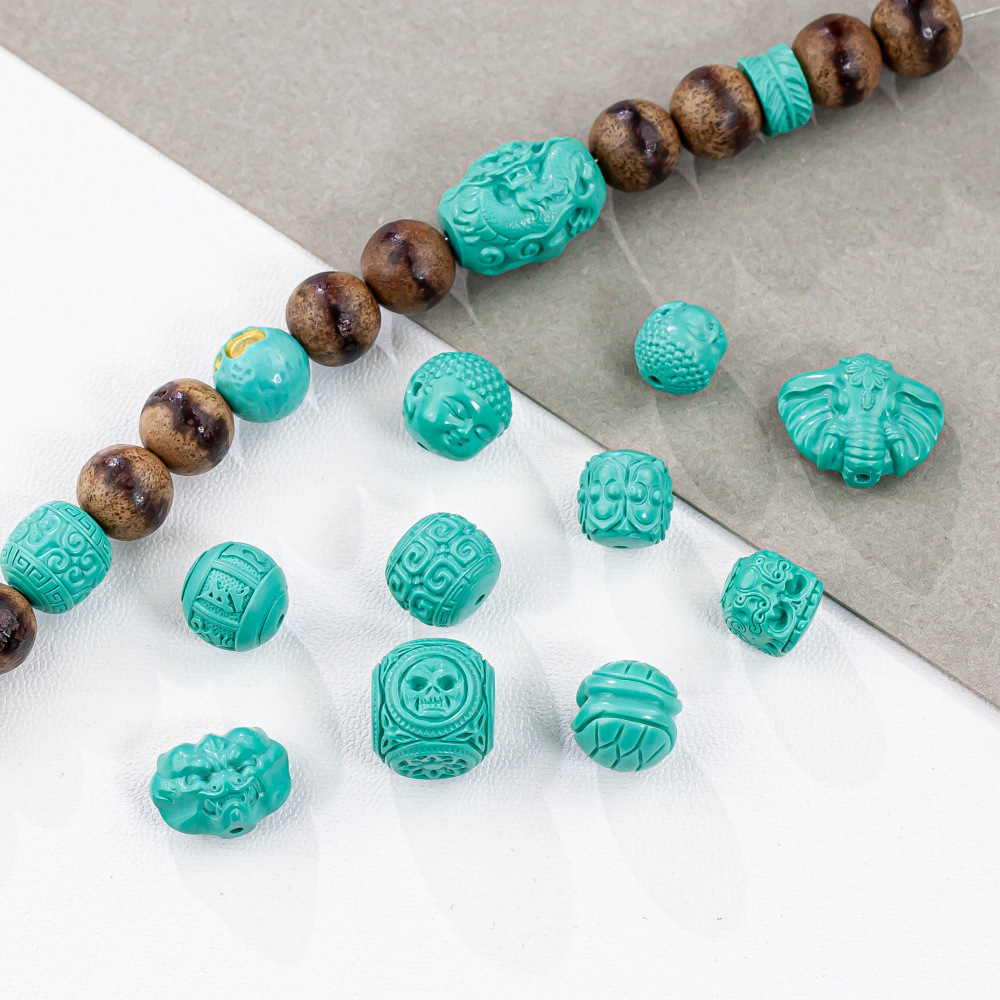 Magnesite Optimized Turquoise Spacer Beads Tara Round Beads Bodhisattva Dragon King Barrel Beads DIY Bracelet Accessories