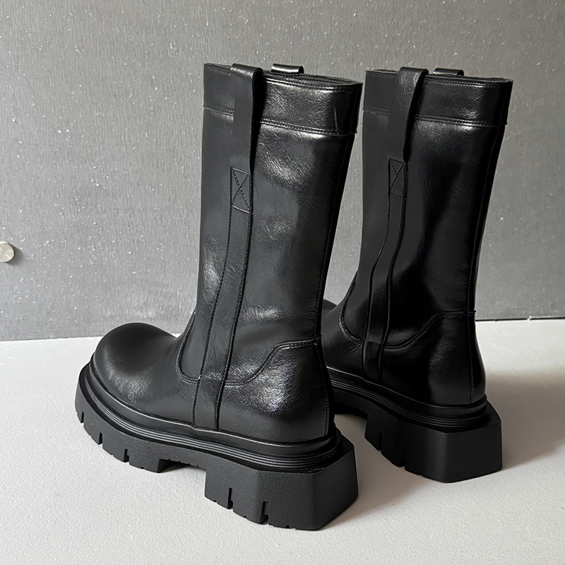 Retro full leather short boots