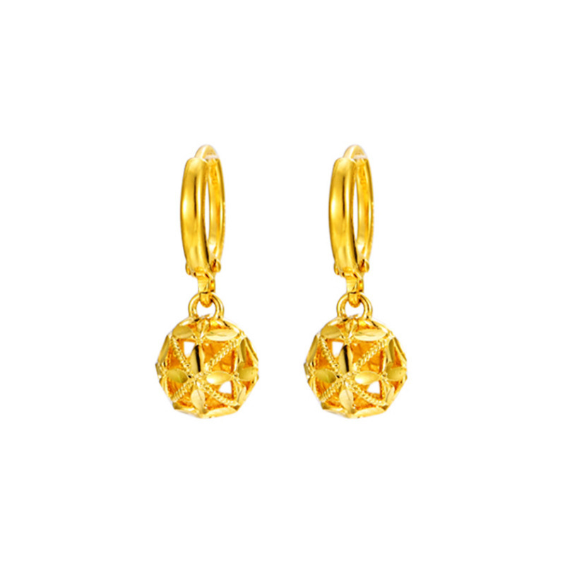 Xuping joyería aleación eléctrica de aluminio hueco cuatro hojas bola de flores pendientes de aretes de estilo nacional retro aretes largos pendientes de aretes para mujeres