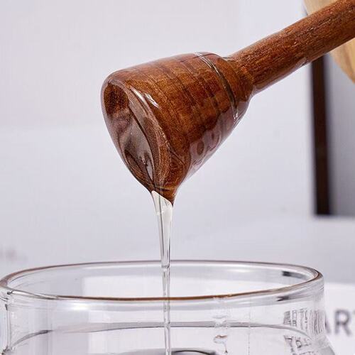 Simple wooden lid, durable high-borosilicate glass honey jar, solid wood with stirring bar, jam food storage jar