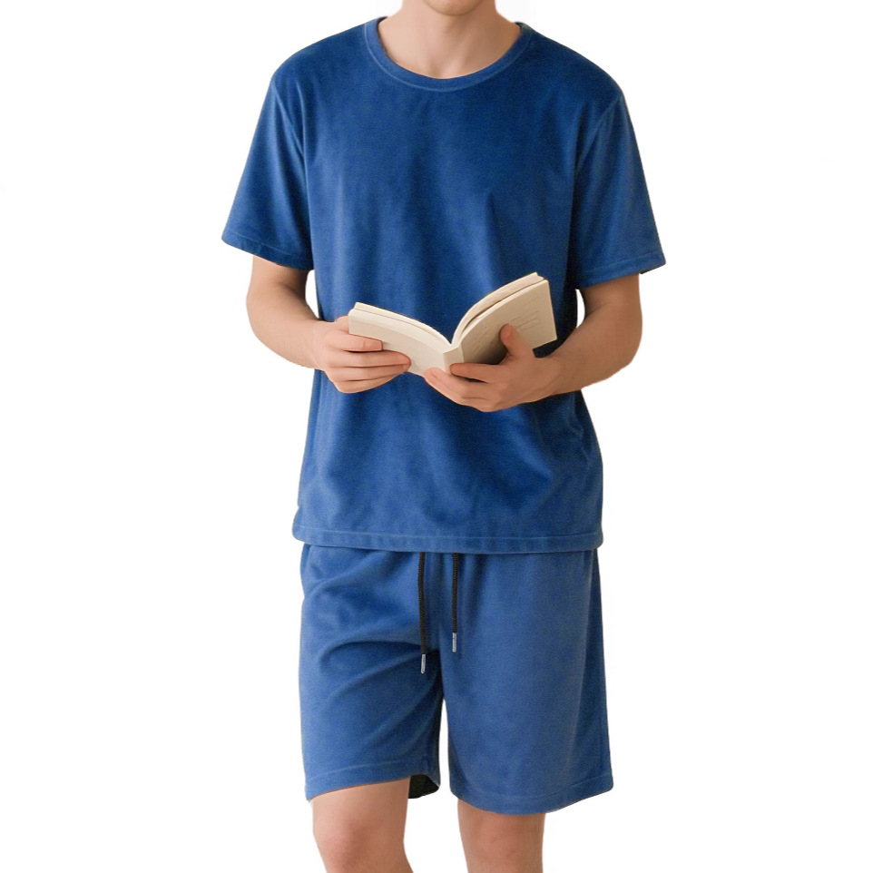 26 neue Herren-Shorts mit kurzen Ärmeln, lässig, sportlich, Rundhalsausschnitt, einfarbig, europäischer und amerikanischer Stil_voghion.com