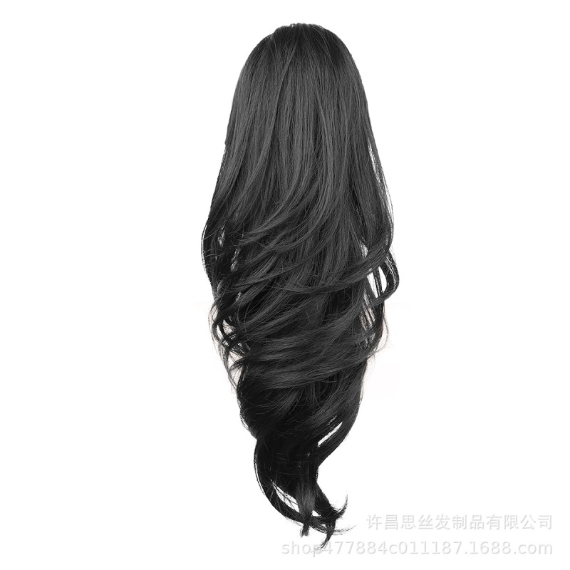 亚马逊跨境假发 抓夹马尾螺纹卷长卷发curly大波浪马尾辫ponytail|undefined