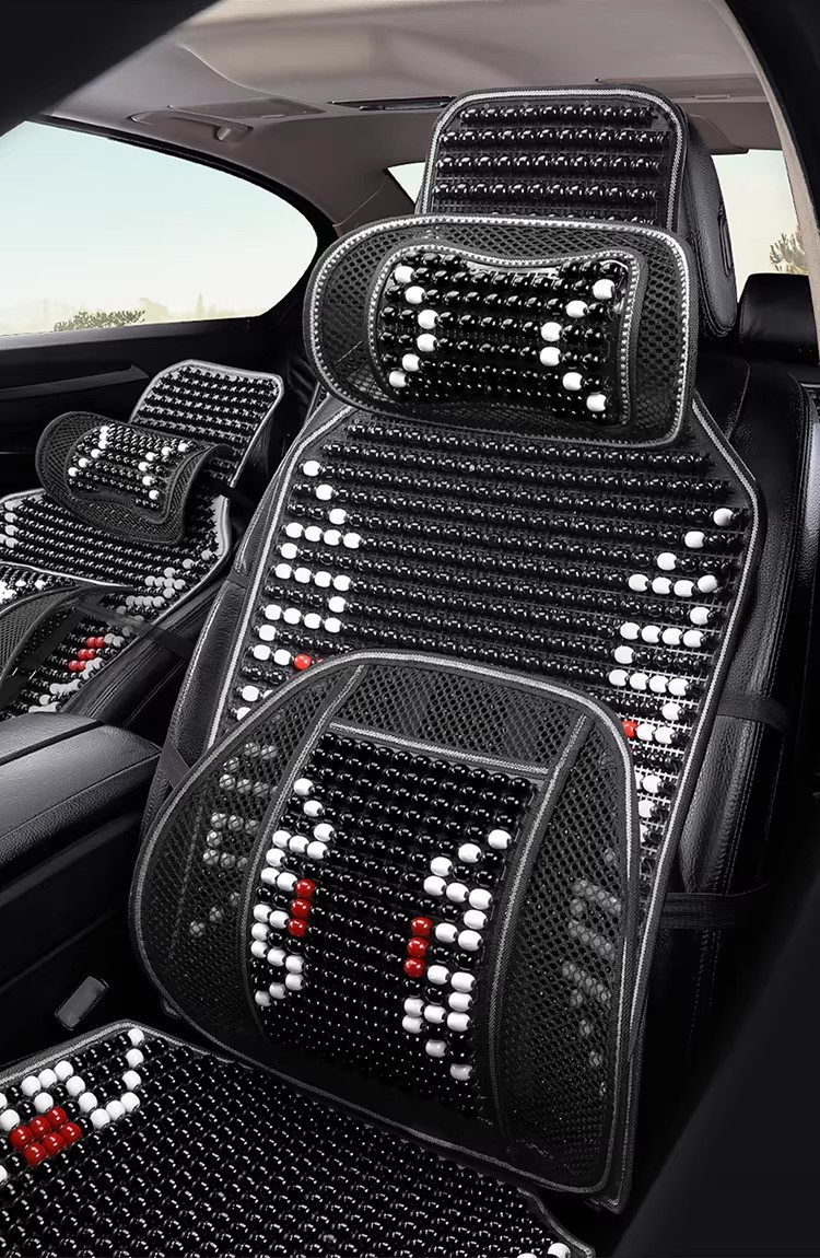 Car Seat Cushion Summer Cooling Wood Bead Ventilated Ice Silk Universal