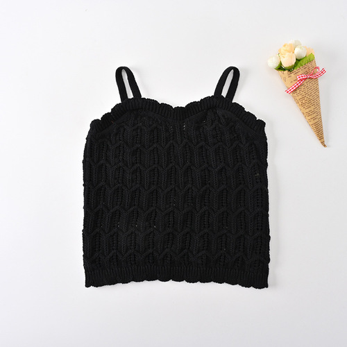 Girls suspender hollow vest knitted suspender summer girls vest baby children's clothing source live delivery