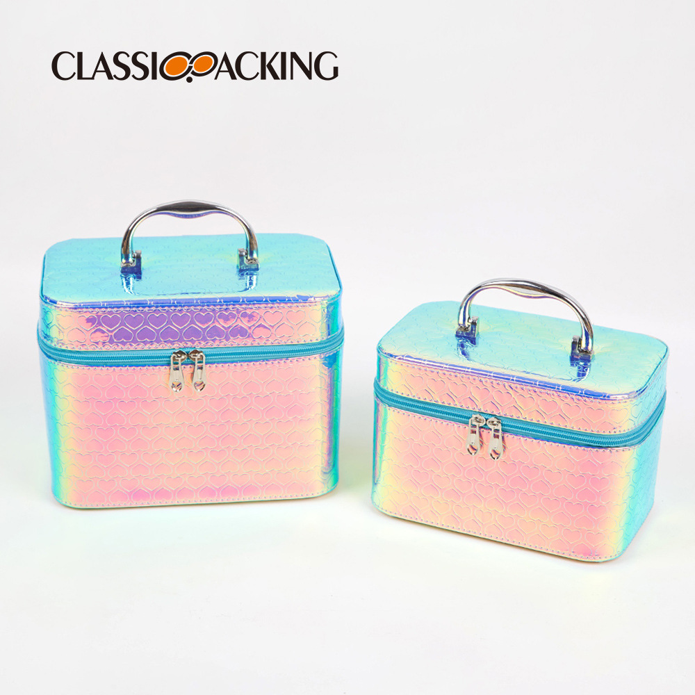 2023 bolsa de cosméticos de color mágico simple bolsa de almacenamiento de cosméticos portátil a prueba de agua bolso de gran capacidad con espejo