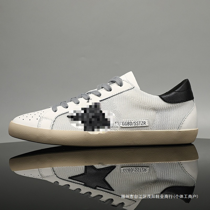 2025 New Style Distressed Dirty Shoes for Men Spring Breathable Mesh Sneakers Casual Versatile Ggdb White Shoes Black Tail 2025 New Style Distressed Dirty Shoes for Men Spring Breathable Mesh Sneakers Casual Versatile Ggdb White Shoes Black Tail