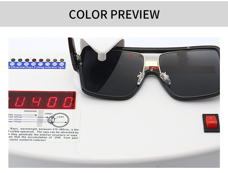 Cross-border Large Frame Flat Top Sunglasses Trend Modern Retro Sunglasses display picture 3