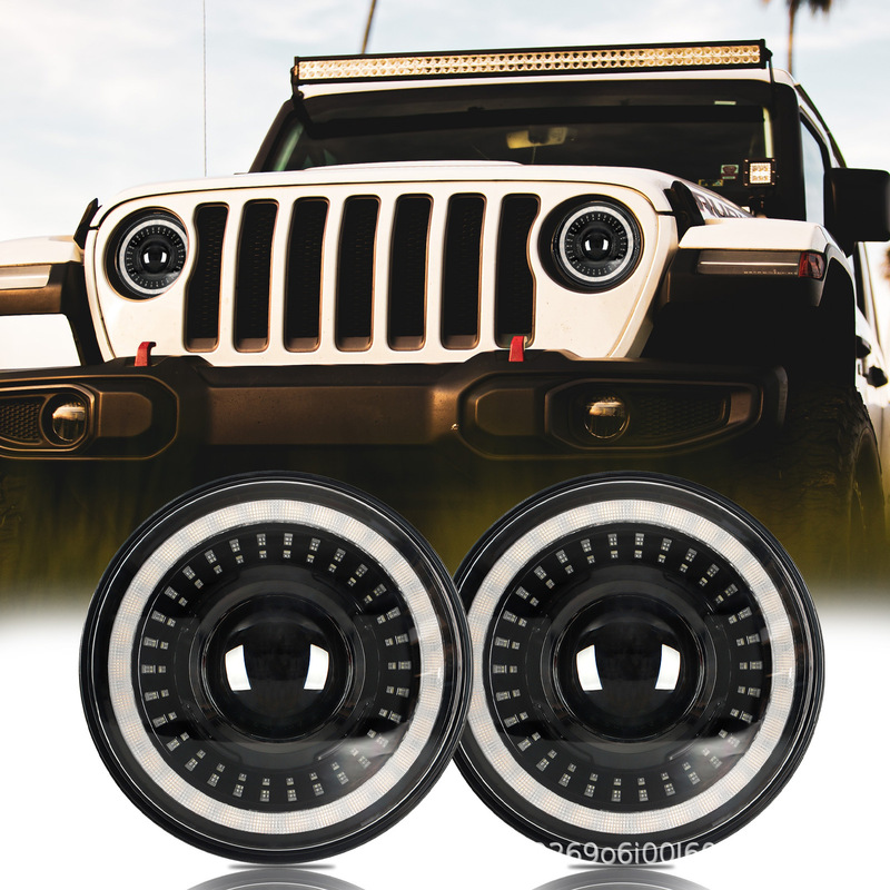 Motorcycle Round Light Modified Headlight LED Assembly Retro Headlight Lossless Accessories Harp Star Flowing Water Self-test