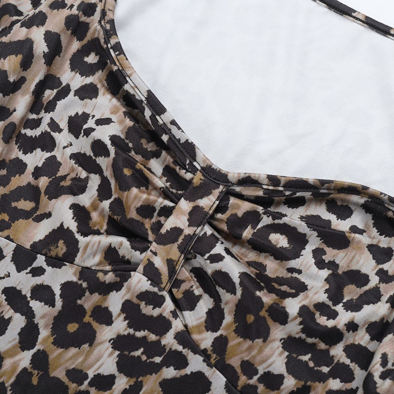 XM25037 estilo europeo y americano sexy leopardo tren de vestir 2025 otoño nuevo tren de vestir de cintura abierta in camisa de chicas calientes