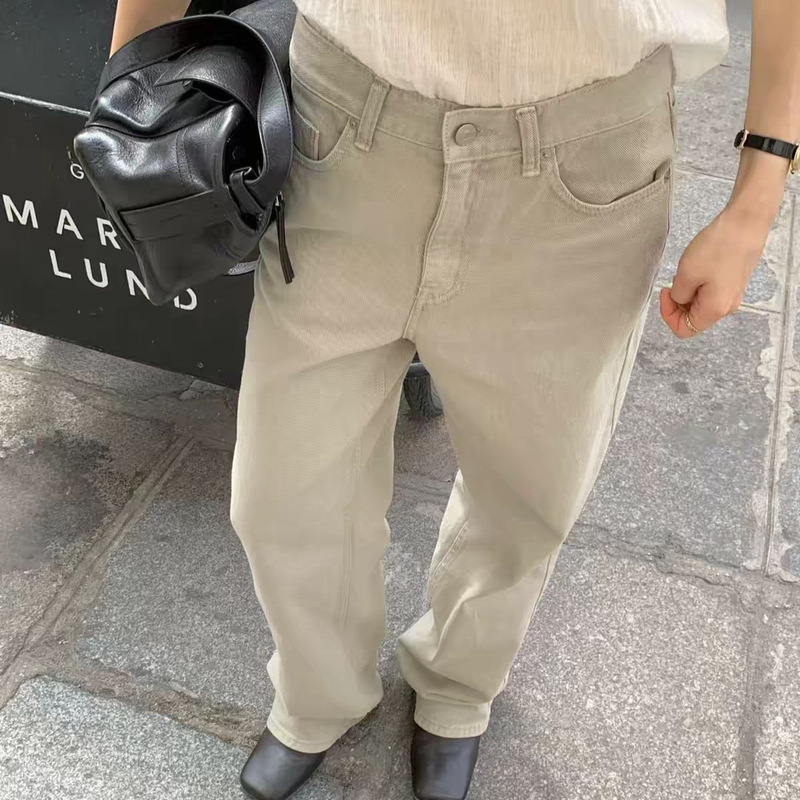 Xh Korean-Style Beige Casual Pants Dongdaemun Autumn New High-Waisted Straight-Leg Slimming Wide-Leg Pants for Women Xh Korean-Style Beige Casual Pants Dongdaemun Autumn New High-Waisted Straight-Leg Slimming Wide-Leg Pants for Women