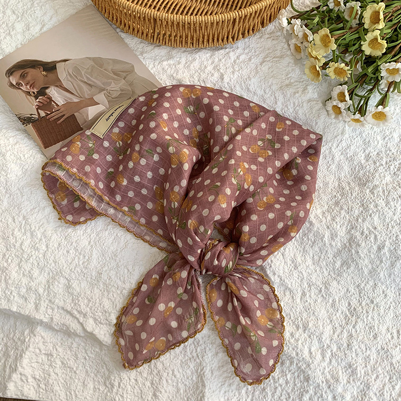 Bufanda de seda, bufanda cuadrada pequeña, protección para el cuello, bufanda pequeña, bolsa de flores de verano, pañuelo en la cabeza, cinturón de recurrencia pastoral, bolsa de cabello atada, bufanda de seda