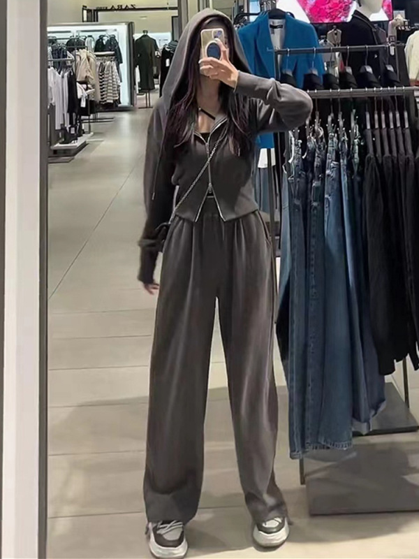 高腰显瘦卫衣运动套装女春秋学生宽松韩版时尚洋气休闲两件套跑步|undefined