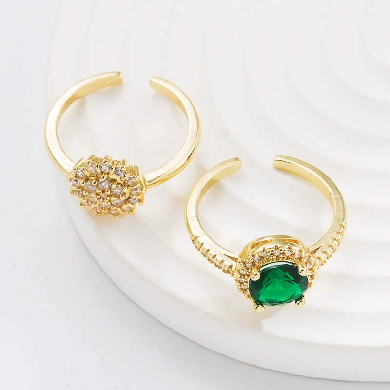 Trend copper fashionable universal zirconium, ring with stone, European style, light luxury style