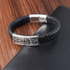 Woven bracelet handmade stainless steel, genuine leather, European style
