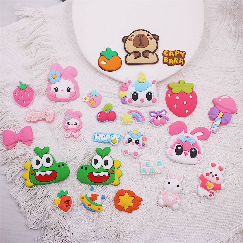 Cartoon Dinosaur Bunny DIY Jewelry Accessories Hole Shoe Flower Mobile Phone Case Sun Hat Bag Decoration Pvc Patch